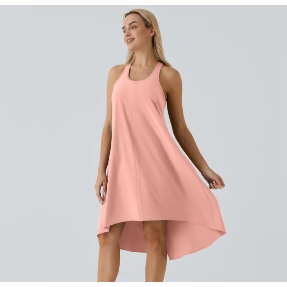 Halara Breezeful Racerback Quick Dry Casual Midi Dress Pockets Women’s L Hi Low
